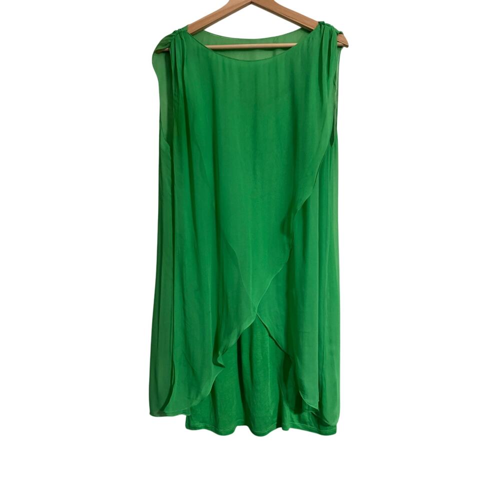 Alice + Olivia Green Silk Cross Front Flowy Dress Large